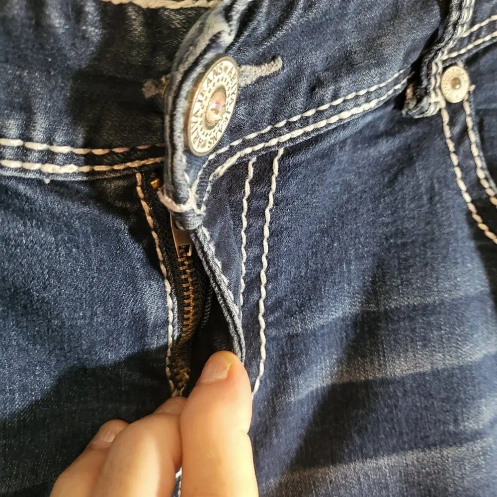 Ariya Jeans Women's Embellished Whisker Faded Jeans Size 15/16 Blue - Picture 6 of 15